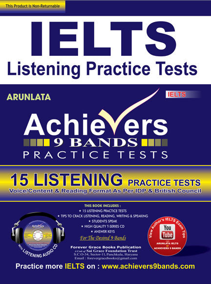 Achievers 9 Bands 15 IELTS Listening Practice Tests, 1 Mp3 Downloadable Compact Disc & Answer Keys